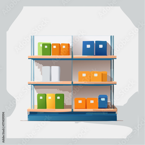 Retail Display Shelf with Colorful Products