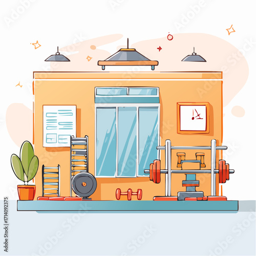 Bright Fitness Center Interior Illustration