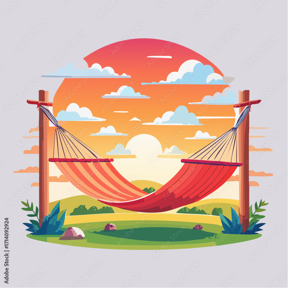 Fototapeta premium Relaxing Hammock Sunset Scene