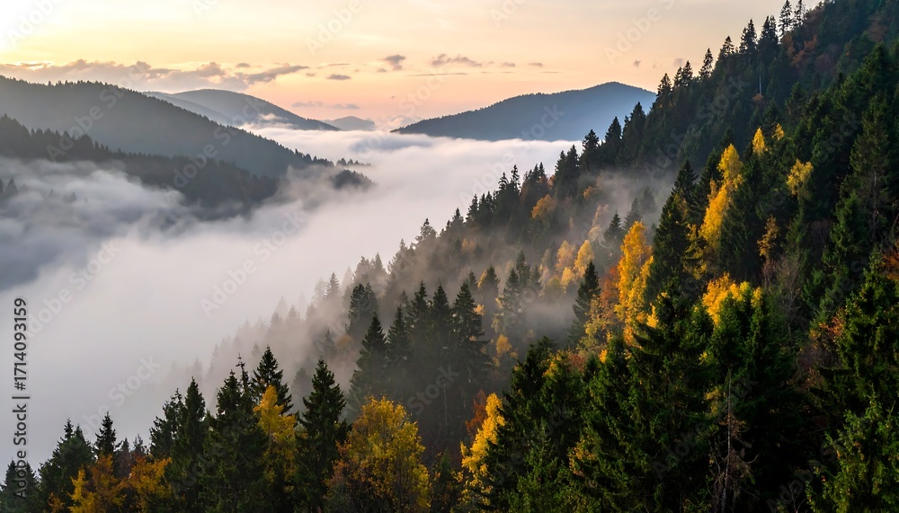 Obraz premium Mountain Valley at Sunrise