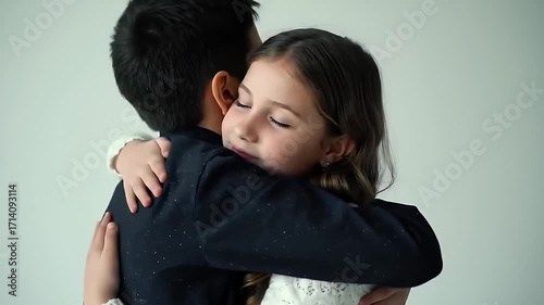 Brother And Sister Embrace with Affection In A Tender Moment Together
