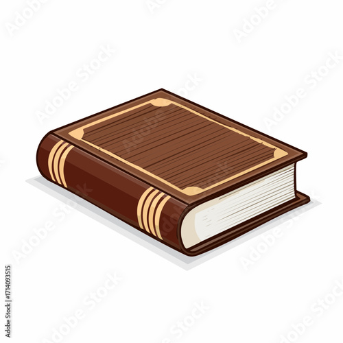 Brown Hardcover Book with Gold Accents on White Background