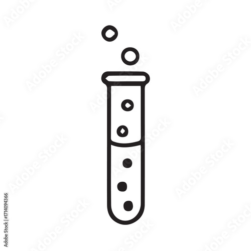 Vector artwork of a laboratory test tube, rendered in monochrome with strong black outlines, suitable for educational visuals, scientific templates, and creative projects.