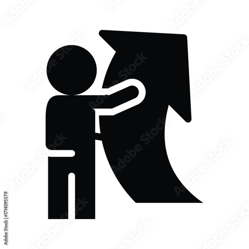 business man hold arrow solid icon vector design good for web or mobile app