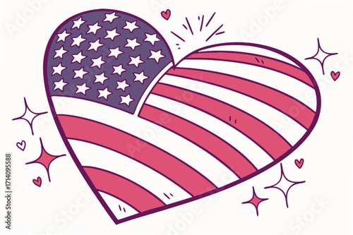 Express your patriotic spirit with a vibrant USA flag heart design for celebrations and national pride