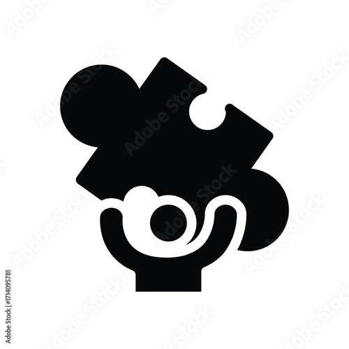business man hold puzzle solid icon vector design good for web or mobile app