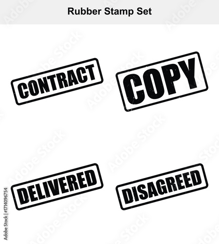 Isolated Rectangular Grunge Rubber Stamps on White Contract, Copy, Delivered