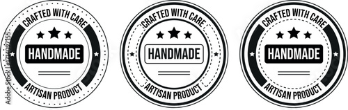 Handmade artisan product stamps set, crafted with care