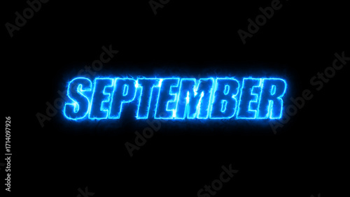 September text in black background.