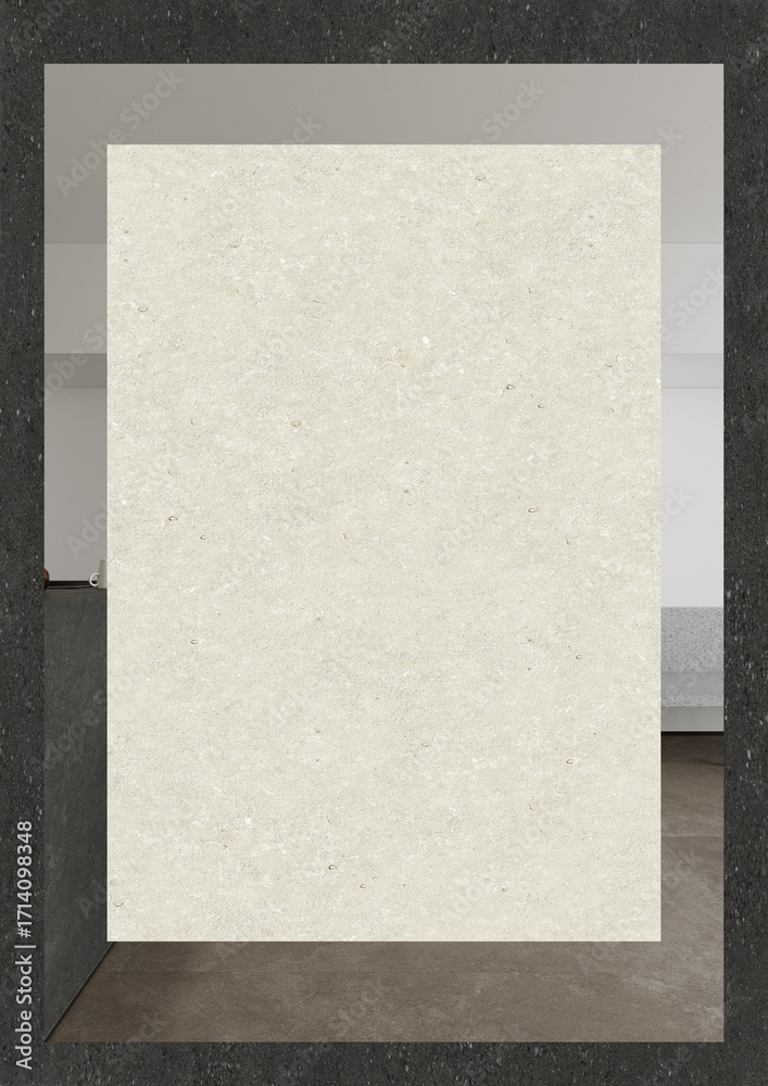 Fototapeta premium Abstract composition of layered rectangular frames with textured off-white center panel