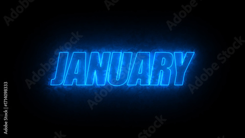 January text in black background.