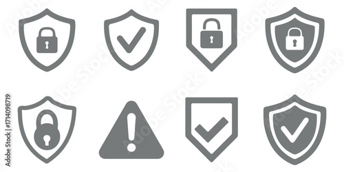 Set of danger triangle vector icon on isolated transparent background, caution, warning icon, exclamation marks, attention, error.