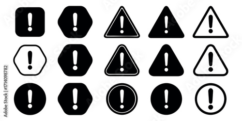 Caution and attention icon set. danger and warning icon symbol collection , red exclamation mark icon sign in flat style. vector illustration
