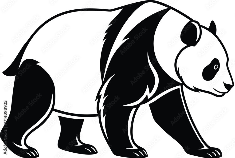 Fototapeta premium Minimalist Black and White Panda Bear Vector Illustration