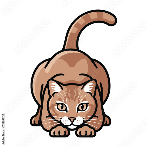 Curious Cat's Gaze: A captivating cartoon cat with a vigilant look, captured in a close-up shot that accentuates its inquisitive and playful character. 