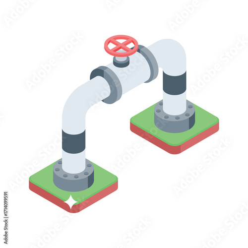 Premium 3d style icon of main water pipeline