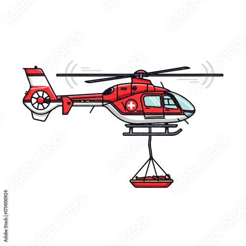 Emergency Medical Helicopter Rescue Operation Transporting Patient in Critical Condition