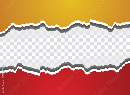 Torn Paper Frame with Transparent Center and Gradient Background for Creative Design Templates