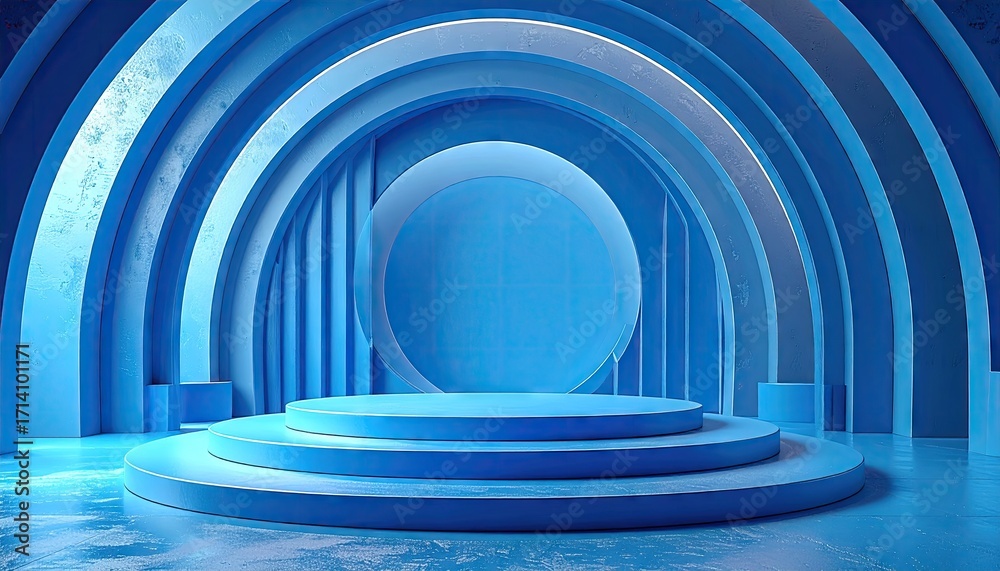 Obraz premium Abstract Blue Circular Stage Setting