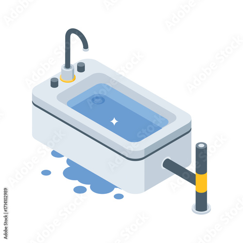 Modern 3d style icon of large tank leakage