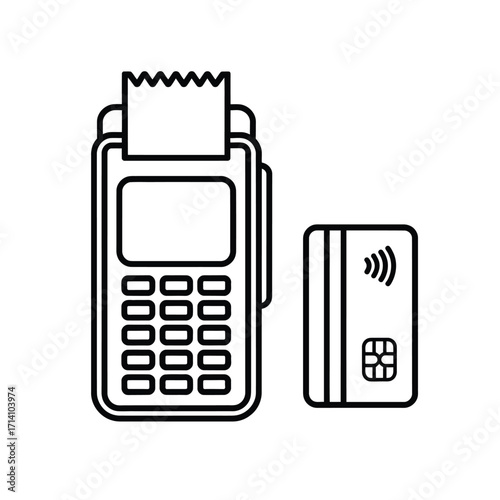 Payment terminal and credit card icon for contactless transactions