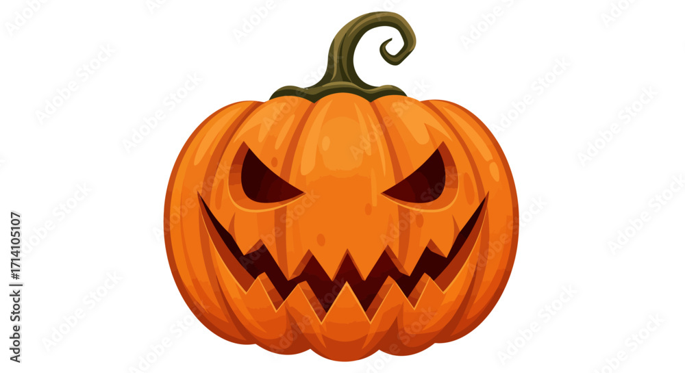 Fototapeta premium A grinning jackolantern with sharp teeth and an angry expression