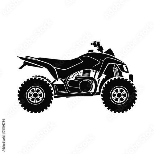 Black and white illustration of a sport atv quad bike