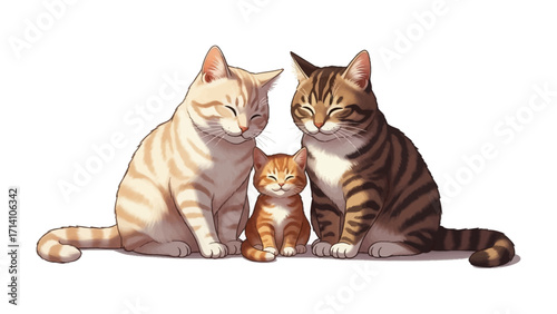 Family of Cats: A heartwarming image features a cozy cat family. Capturing the essence of family love and contentment.