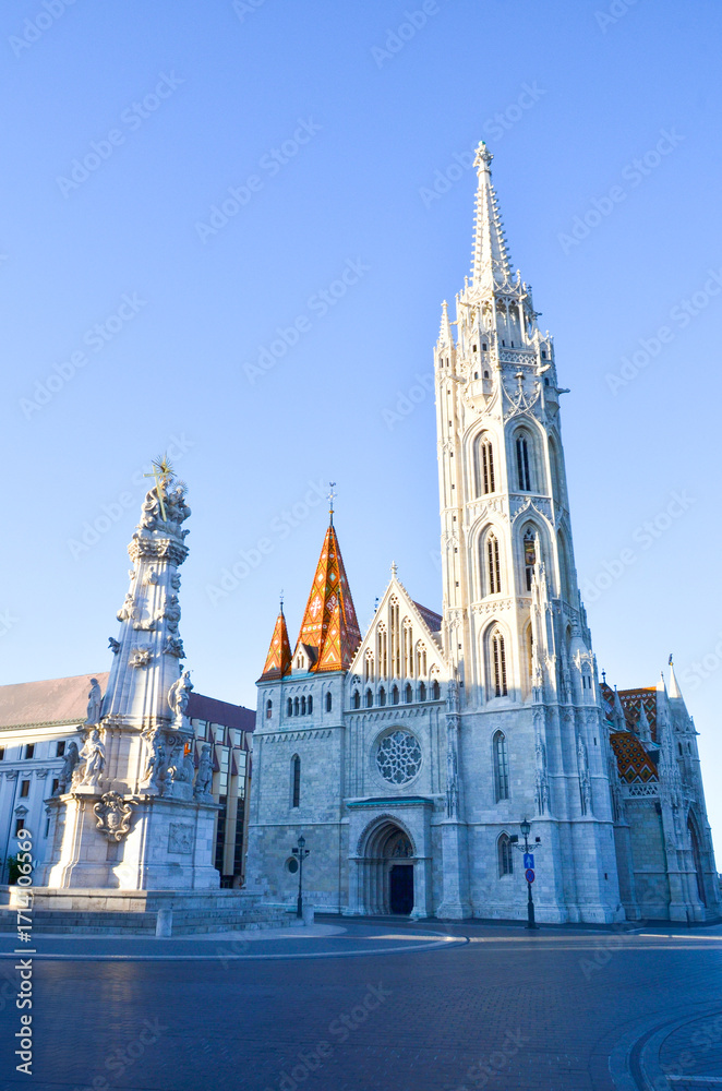 Obraz premium Matthias Church and Holy Trinity Column in Budapest