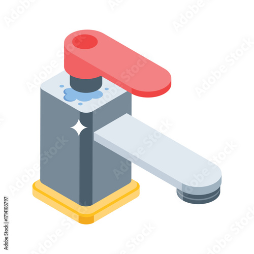 Ready to use 3d style icon of metal bathroom tap