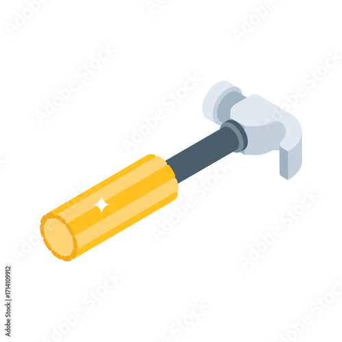 Easy to use 3d style icon of basic hammer tool