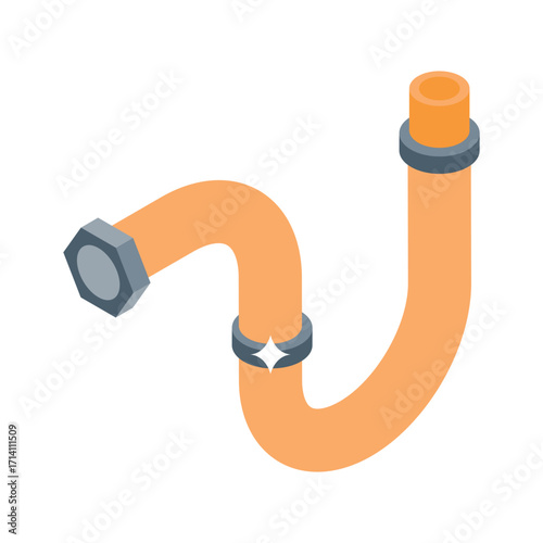 Premium 3d style icon of curved pipe segment
