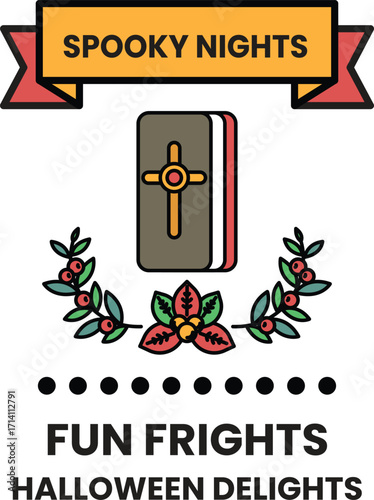 A poster for a Halloween event called "Fun Frights" that features a cross