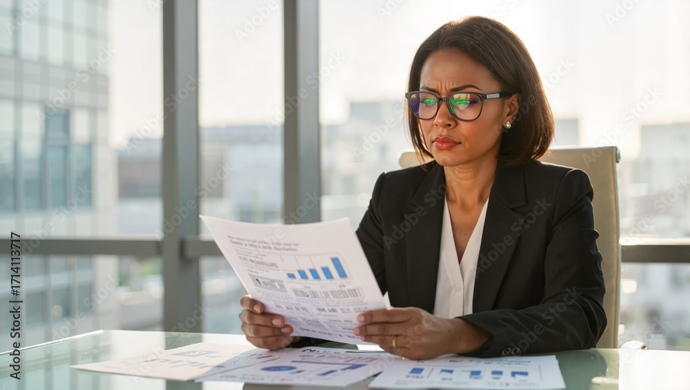 custom made wallpaper toronto digitalProfessional woman reviewing financial charts at office
