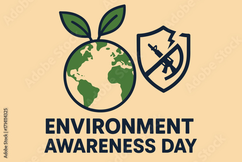 Environment in War Awareness Flat Vector Illustration with Peace and Nature Symbol
