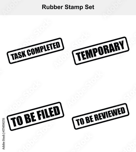 Set of Four Rubber Stamps Featuring Different Messages on White Background