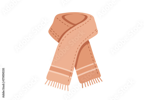 A cartoon illustration of a peachcolored scarf with fringe