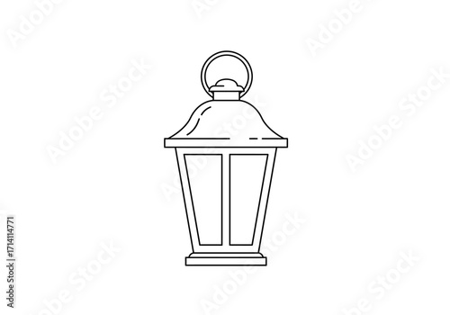 Black outline of a traditional lantern on a white background