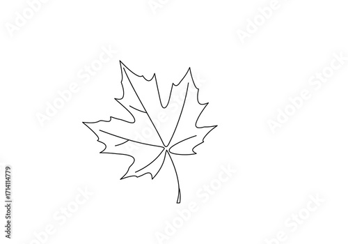 Black outline of a maple leaf with visible veins