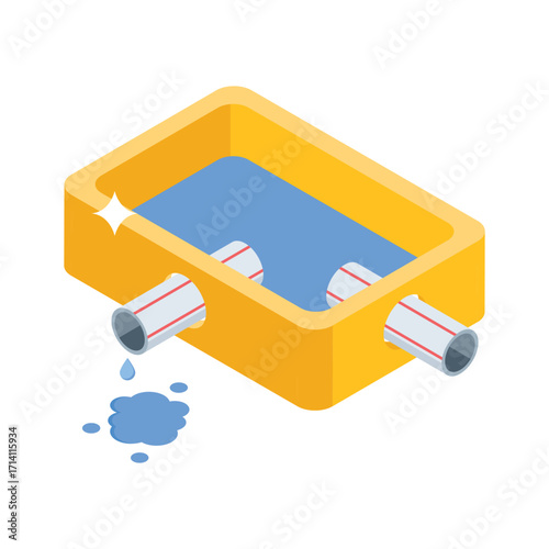 Handy 3d style icon of water leakage problem
