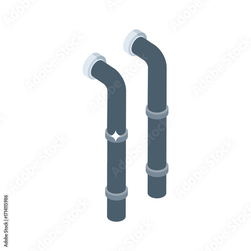 Premium 3d style icon of horizontal wall pipes