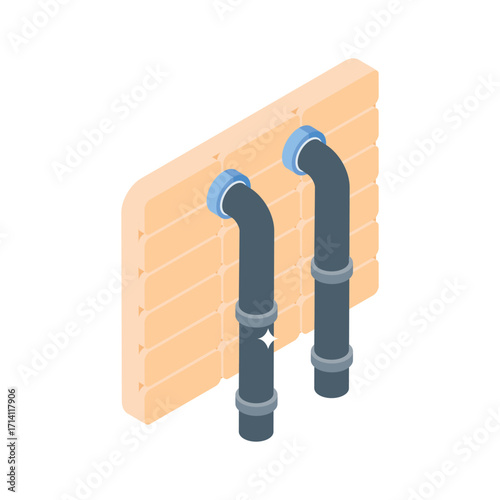 Modern 3d style icon of dual wall pipelines
