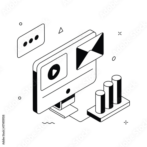 Modern digital marketing illustration highlighting online strategies and growth analysis