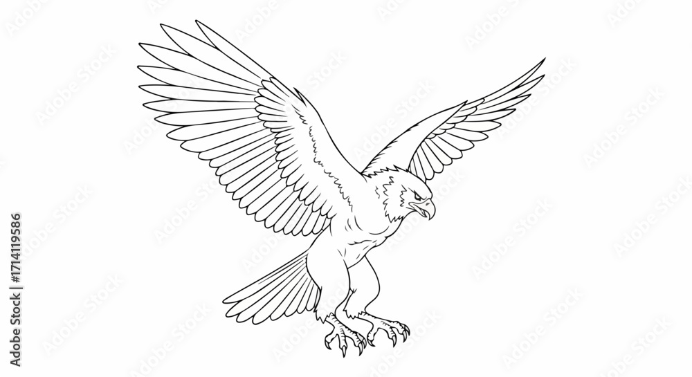Obraz premium Eagle with wings outstretched in dynamic pose, illustration depicts themes of strength, freedom, and wild animal power. Ideal for nature, wildlife, or symbolic designs.