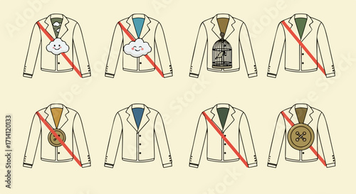 Assortment of unique jackets in various designs for fashion concept. Showcasing unique jackets, different colors and embellishments add creativity, individuality,