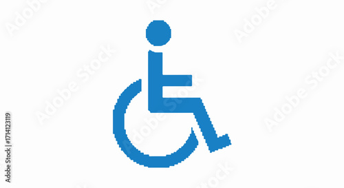 Isolated wheelchair symbol, simple design for handicap access and public information, shows inclusivity. Wheelchair symbol illustration with stylized human figure,