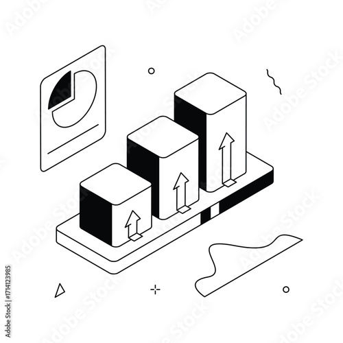 Market growth illustration showing rising statistics, success, and business performance.