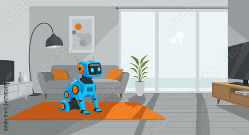 Futuristic Robot Dog Greets You in a Modern Living Room