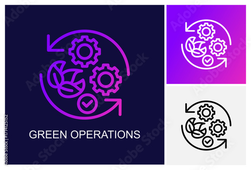 Green Operations Icon.Style Is A Line Graphic Symbol In Black, Gradient, White Color Variants