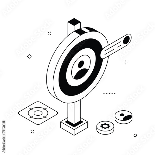 Target audience focus isometric illustration, showcasing effective marketing strategies